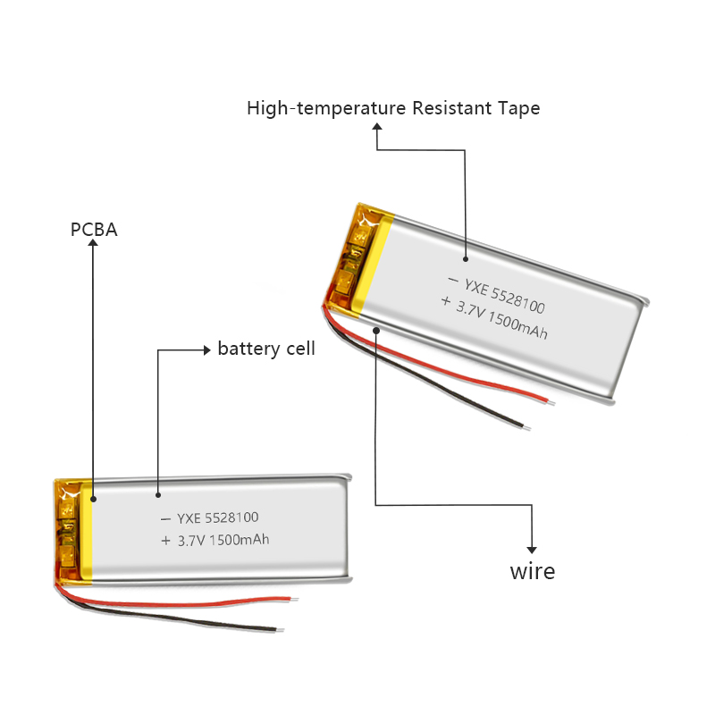 3.7 V Li-ion Battery 5528100-1500mah